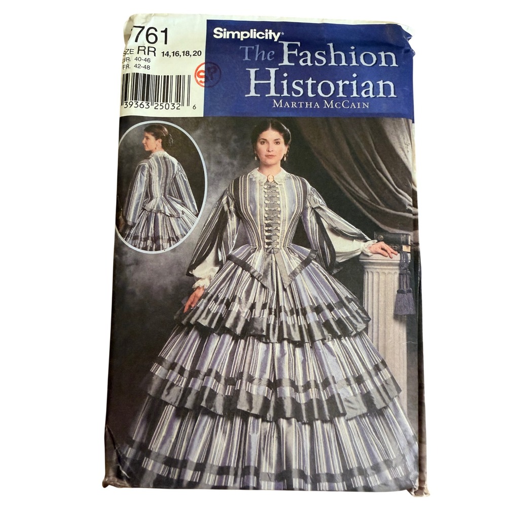 Uncut Simplicity 9761 Pattern Size 14-20 Blue Civil War Dress Martha McCain NEW